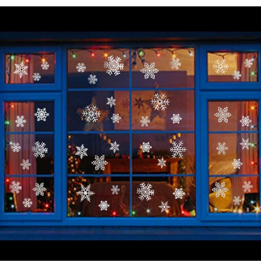 Festive Snowflake Window Clings - White